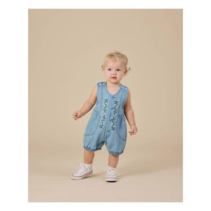 Goldie + Ace - Erdbeer-Strampler Chambray Kurz | Blau