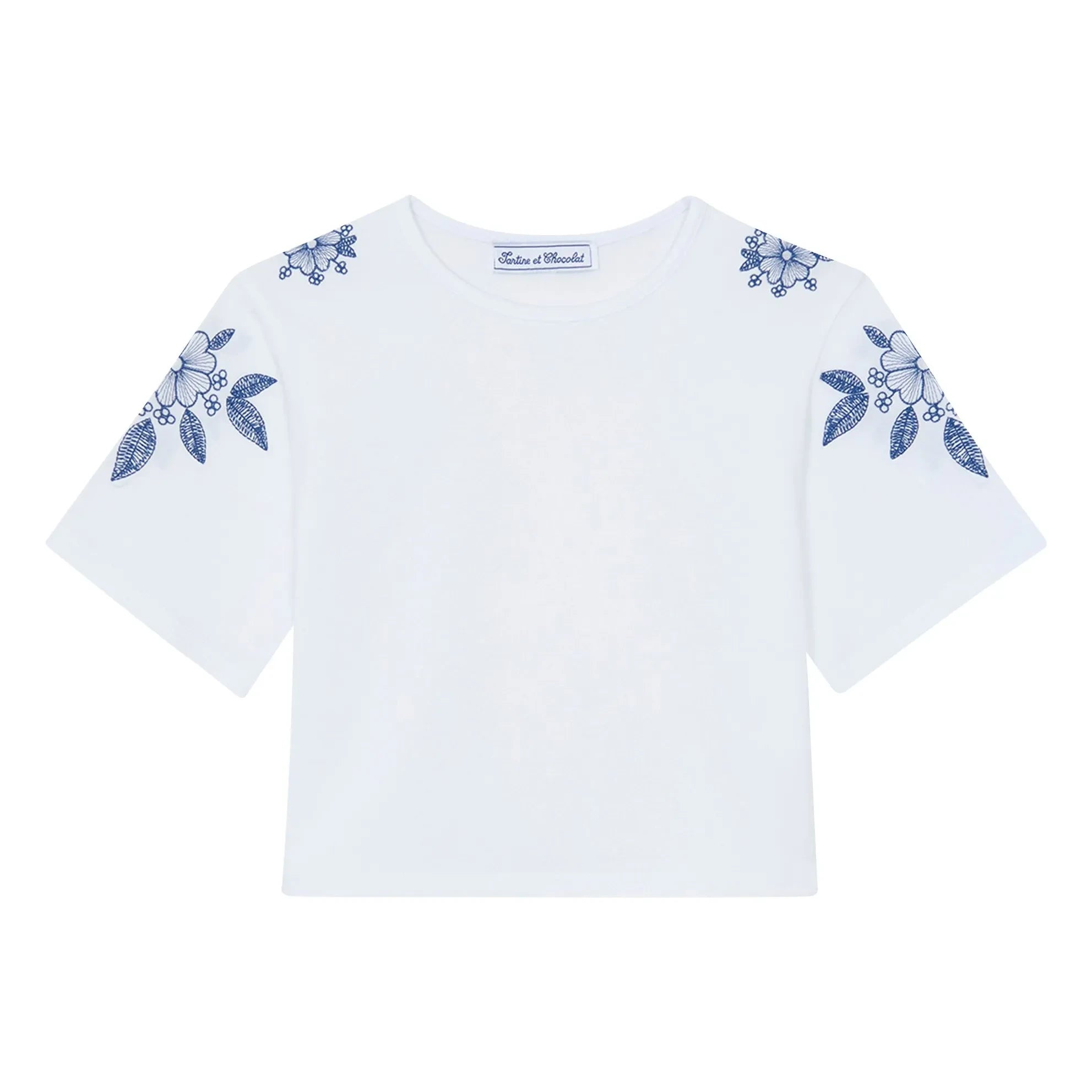 Tartine et Chocolat - T-Shirt mit Blumenstickerei | Weiß
