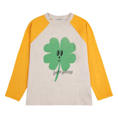 Bobo Choses - T-Shirt aus Bio-Baumwolle mit Farbblock-Kleeblattmuster | Gelb
