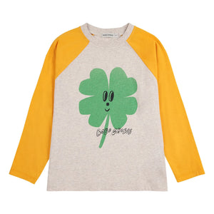 Bobo Choses - T-Shirt aus Bio-Baumwolle mit Farbblock-Kleeblattmuster | Gelb