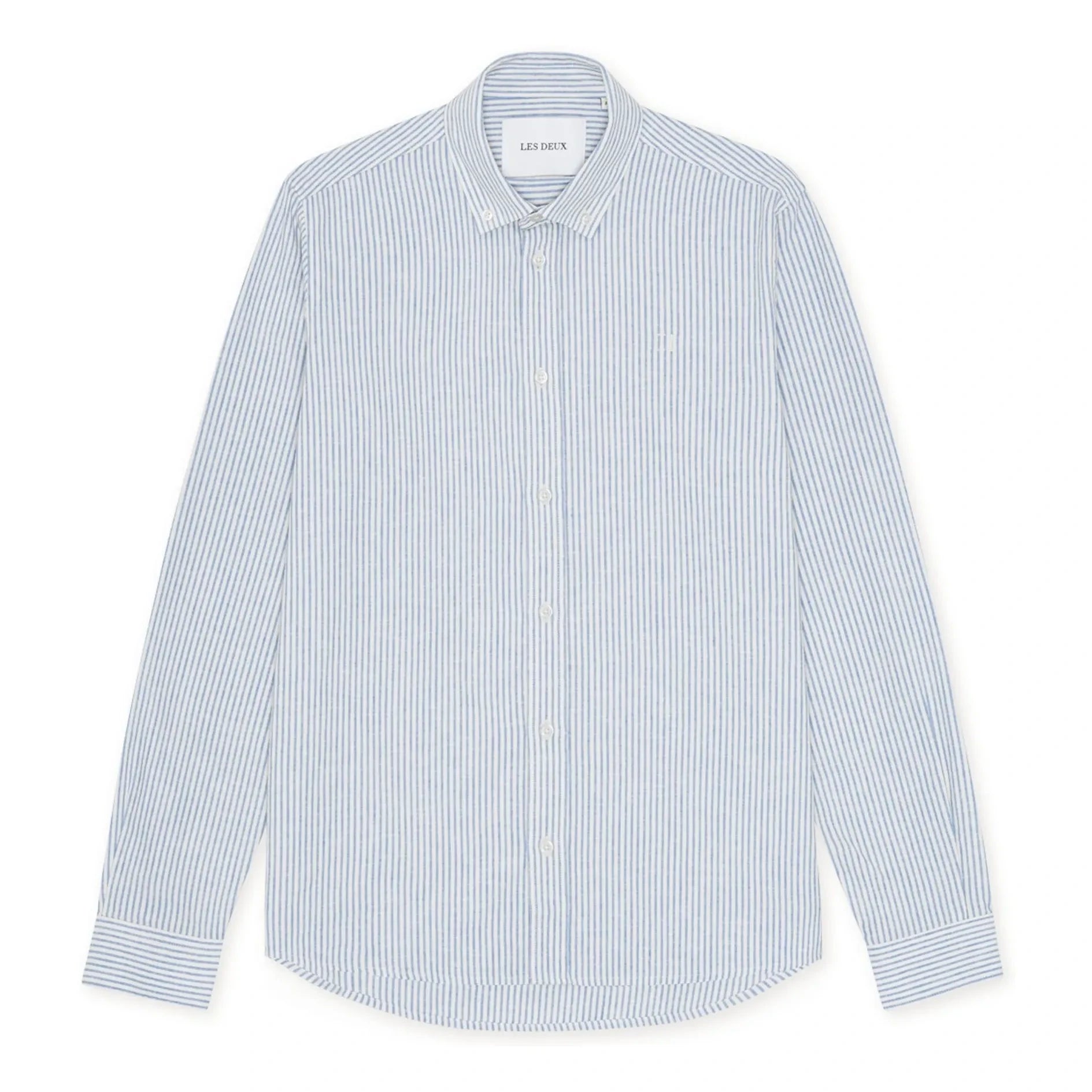 Les Deux - Gestreiftes Hemd Konrad Linen | Azurblau