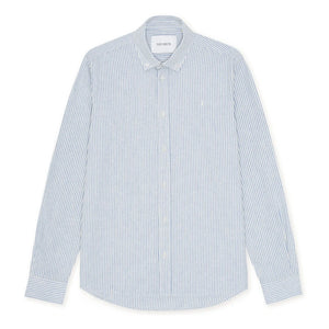 Les Deux - Gestreiftes Hemd Konrad Linen | Azurblau