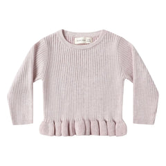 Quincy Mae - Volant-Strick-T-Shirt aus Bio-Rippstrick | Flieder