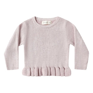 Quincy Mae - Volant-Strick-T-Shirt aus Bio-Rippstrick | Flieder