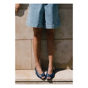 The Tiny Big Sister - Gestreifte Baumwollshorts | Jeansblau