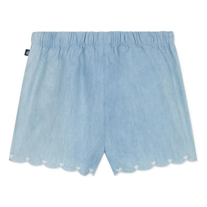 Petit Bateau - Chambray-Shorts mit Herzstickerei | Hellblau
