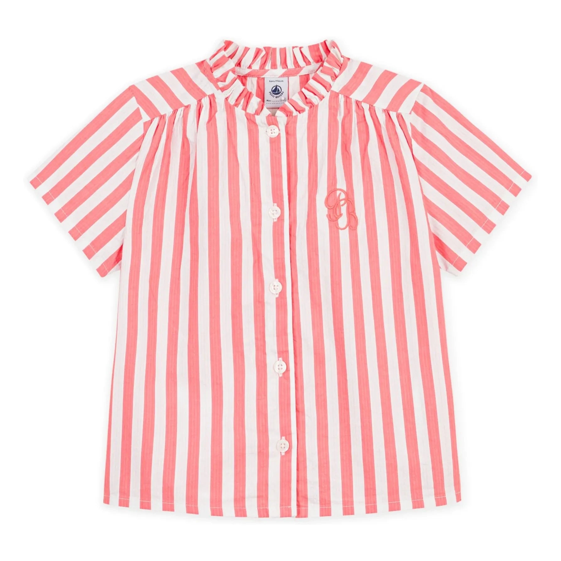Petit Bateau - Gestreifte Bluse aus Bio-Baumwolle | Koralle