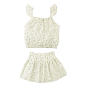 Gingersnaps - Ambessa Blumenmuster Oberteil und Rock Set | Ecru