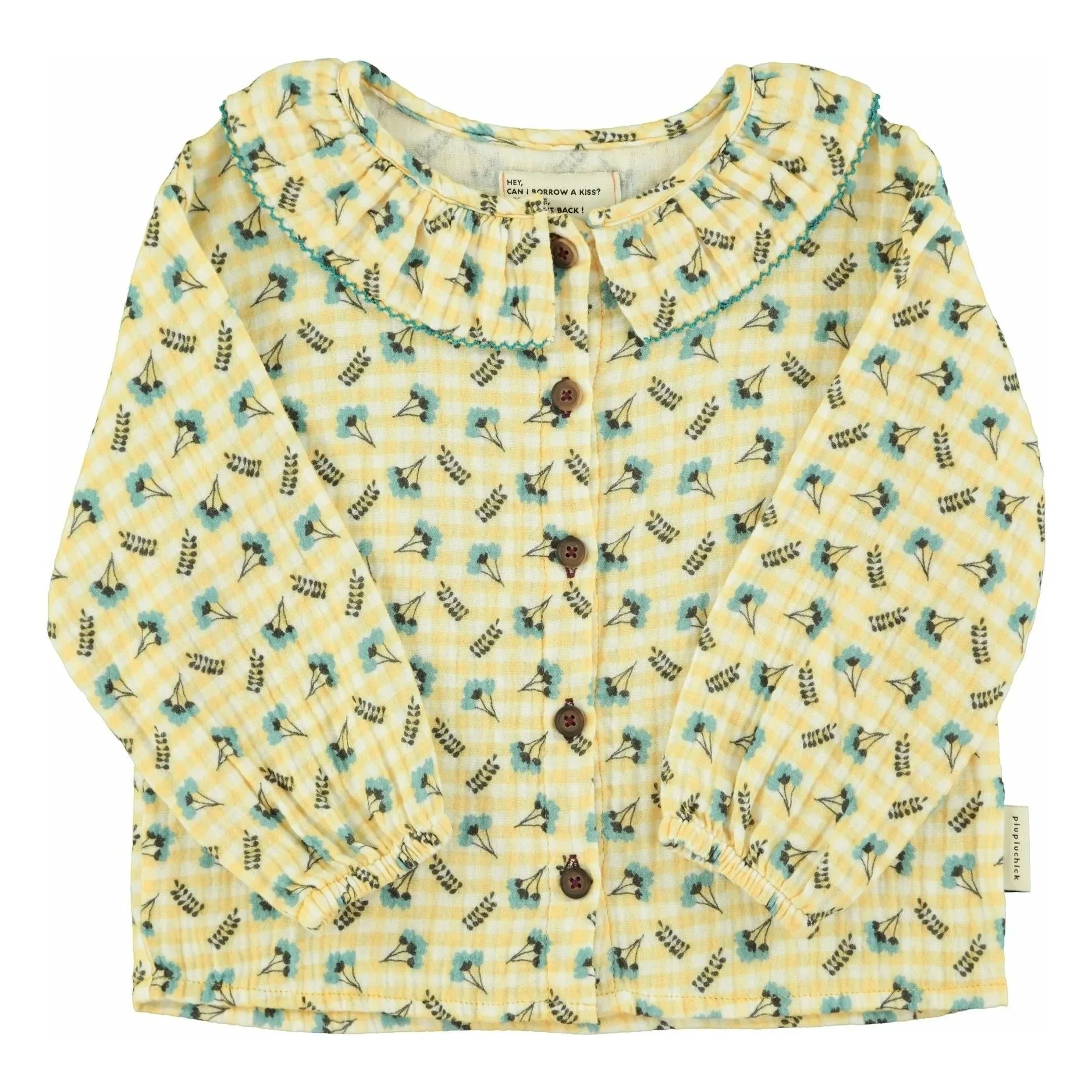 Piupiuchick - Geblümte Claudine-Kragen-Bluse | Gelb