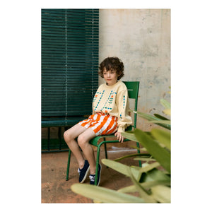 Tinycottons - Gestreifte Twill-Shorts | Rot