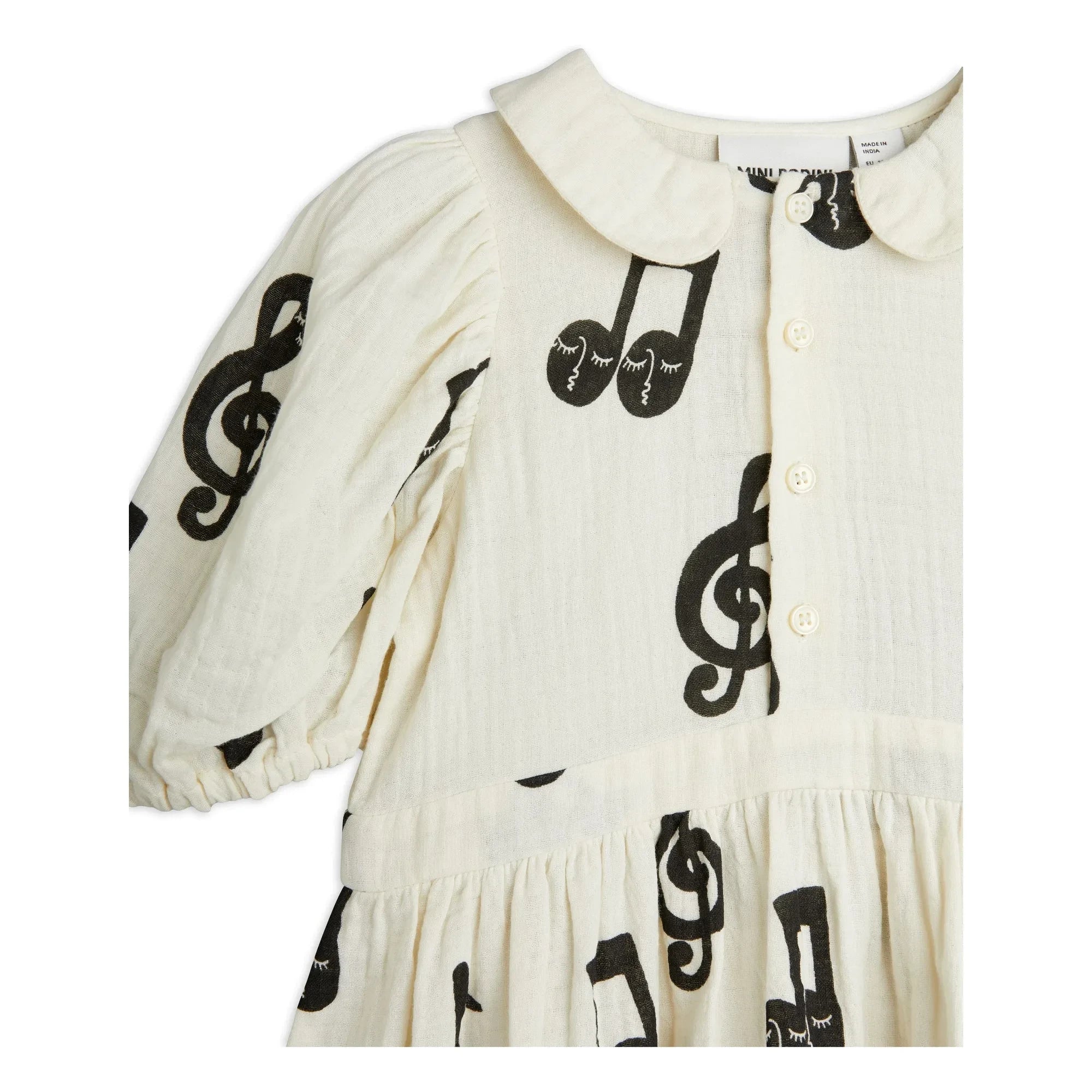 Mini Rodini - Dress Notes Musselin-Kleid aus Bio-Baumwolle | Weiß