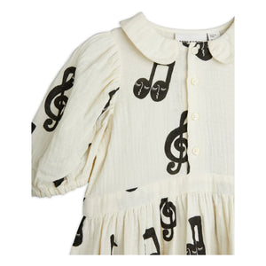 Mini Rodini - Dress Notes Musselin-Kleid aus Bio-Baumwolle | Weiß
