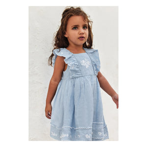 Tartine et Chocolat - Besticktes Feston Kleid | Azurblau