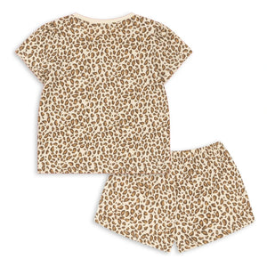 Konges Sløjd - Famo Leopard Bio-Baumwoll-T-Shirt und Shorts Set | Beige