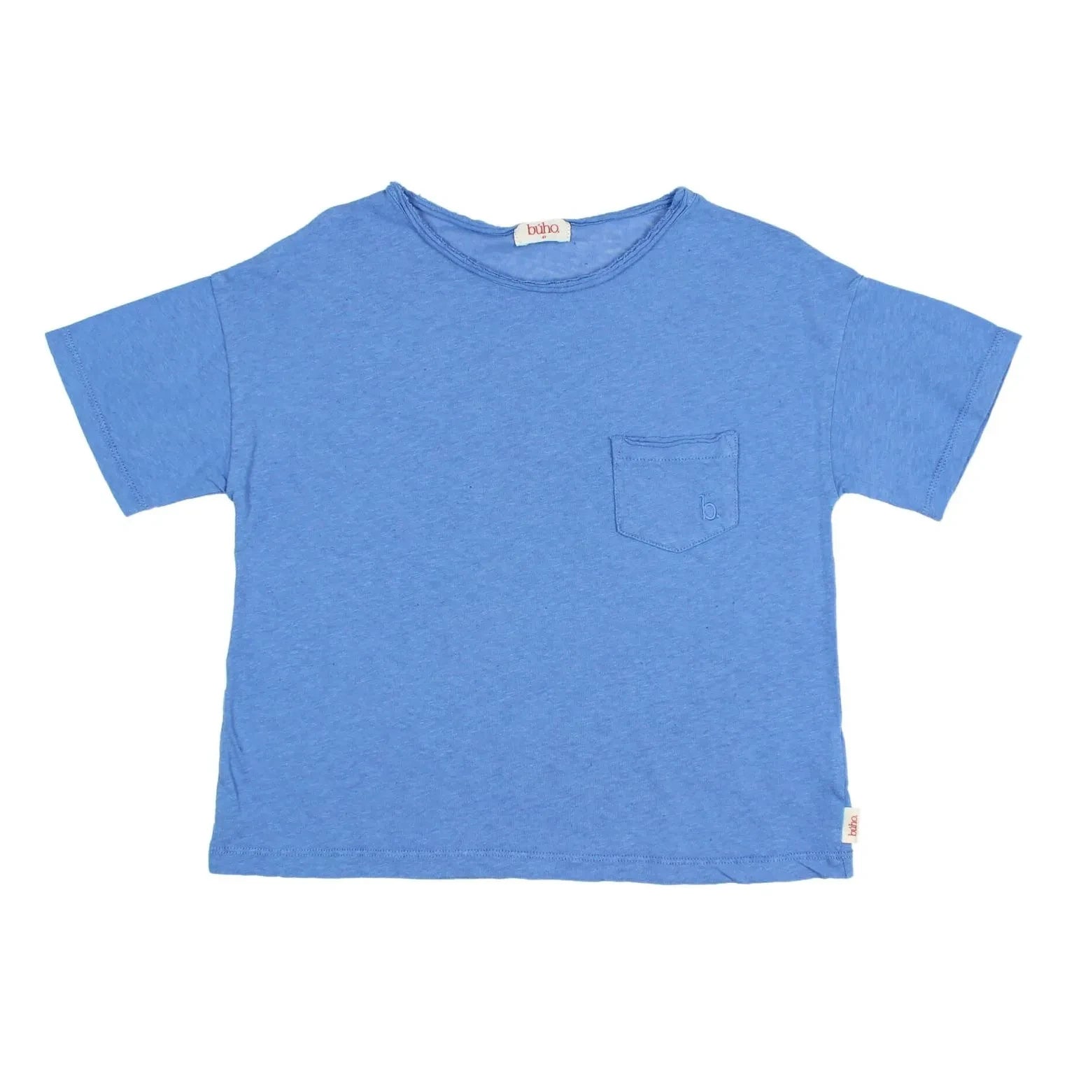 Búho - T-Shirt mit Leinen-Taschendetail | Hellblau