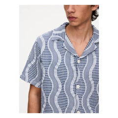 OAS - Como Cuba Waffle-Hemd | Blau