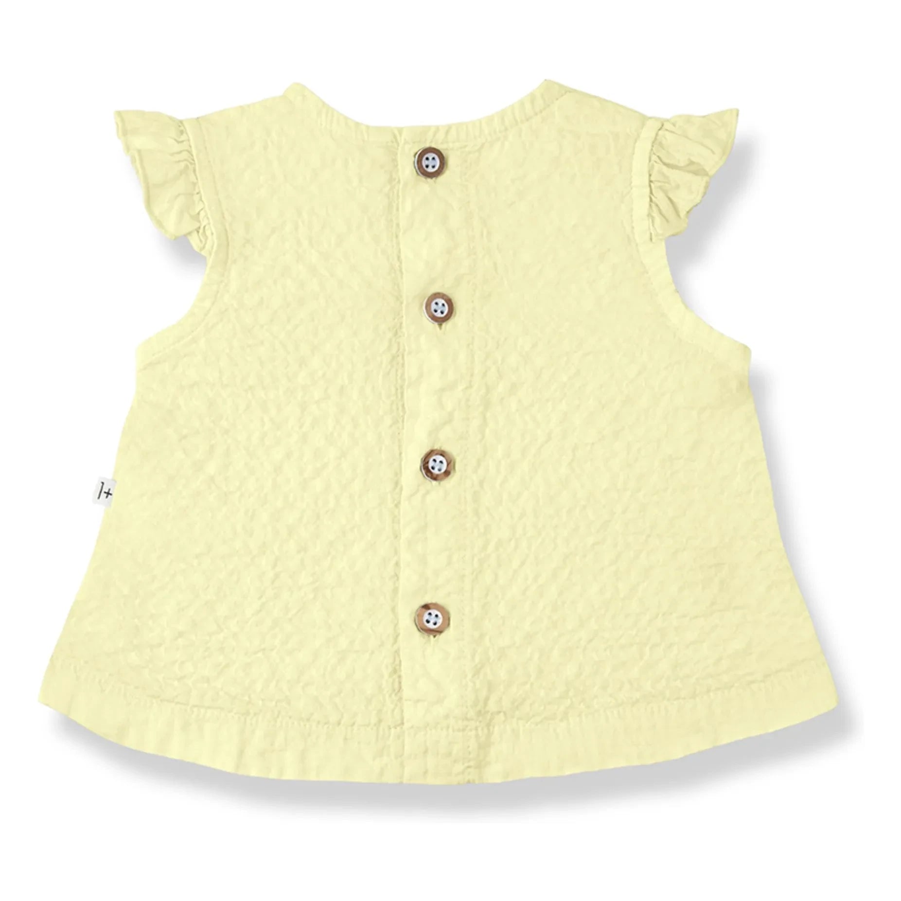 1+ in der Familie - Apolonia Seersucker Bluse und Bloomer Set | Blassgelb