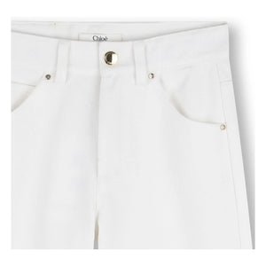 Chloé – Bestickte Hose aus Bio-Baumwolle | Weiß