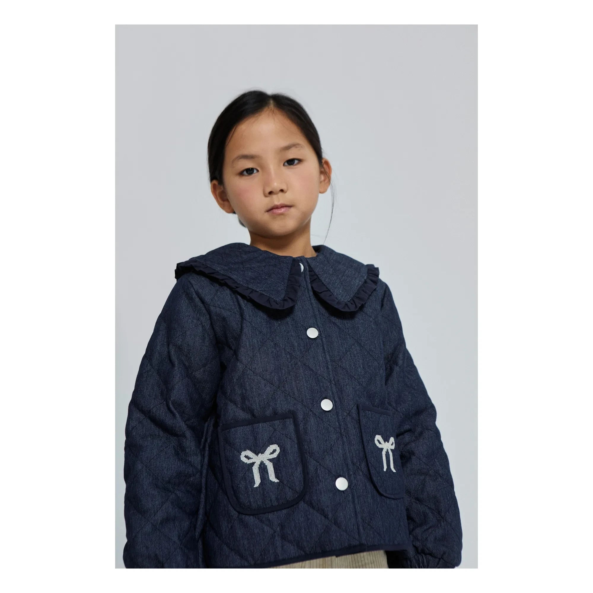 Mipounet - Mariane Jeansjacke, Claudine-Kragen | Dunkelblau