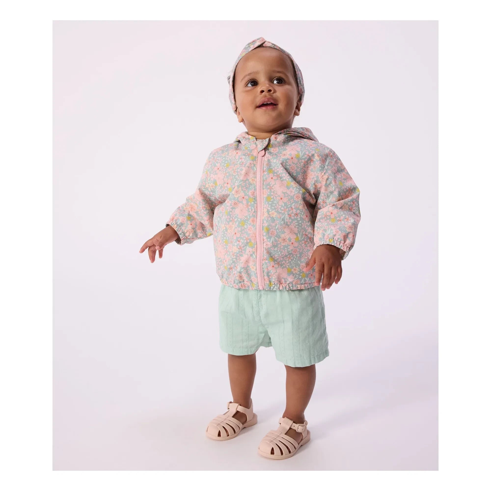 Petit Bateau - Windbreaker mit Blumenmuster aus recycelter Faser Baby | Türkis