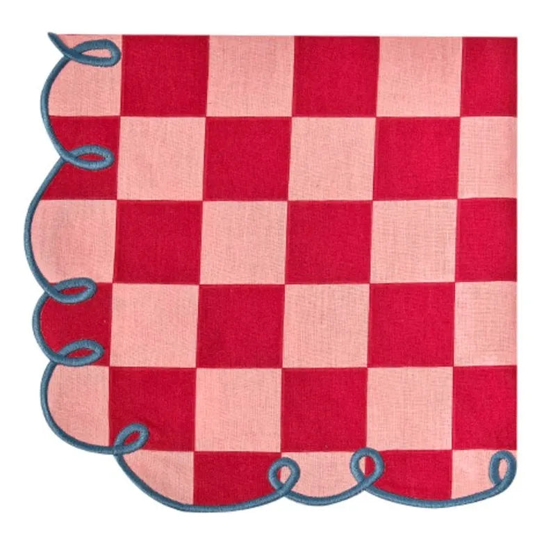 Bitossi - Dama Rosa Karo Servietten - 2er Set | Rot