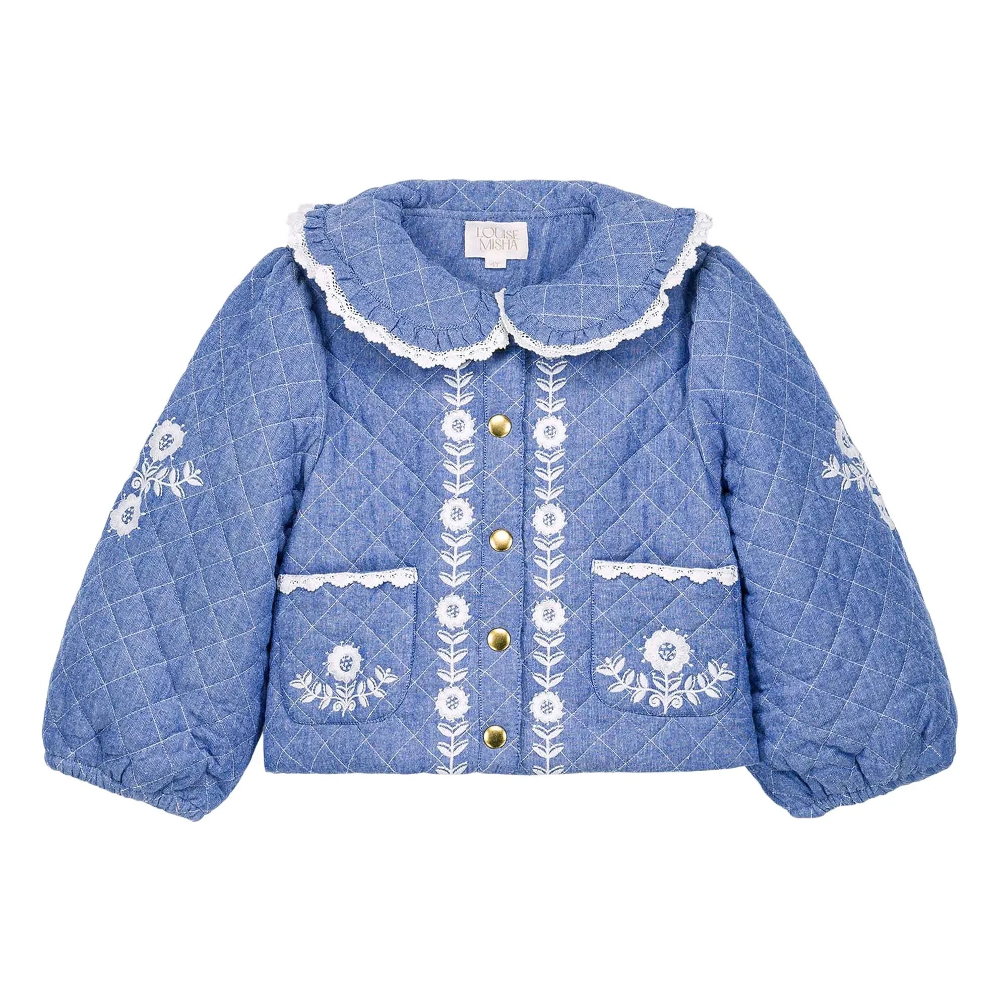 Louise Misha - Jouliana Chambray-Mantel aus Bio-Baumwolle | Blau