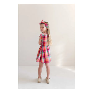 Jenest - Kiki Kleid, Biobaumwolle Karo | Fuchsia