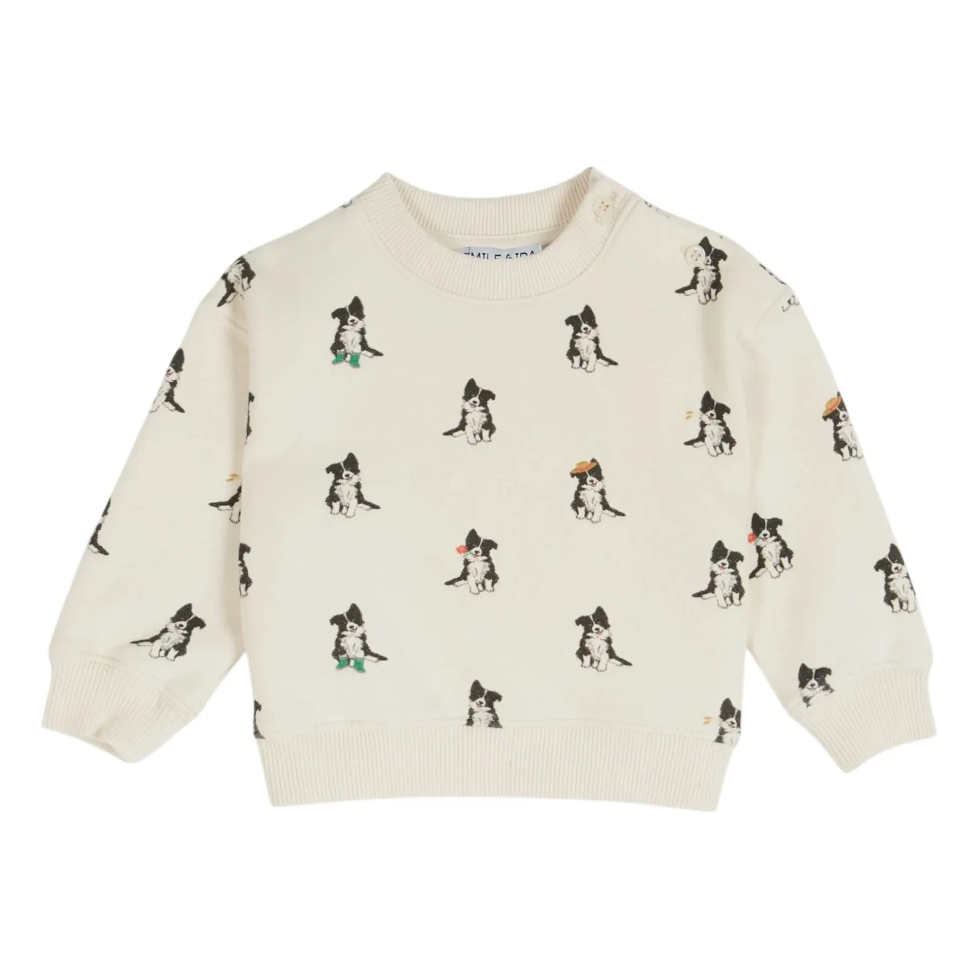 Emile et Ida – Border Collie Bio-Baumwoll-Sweatshirt | Creme