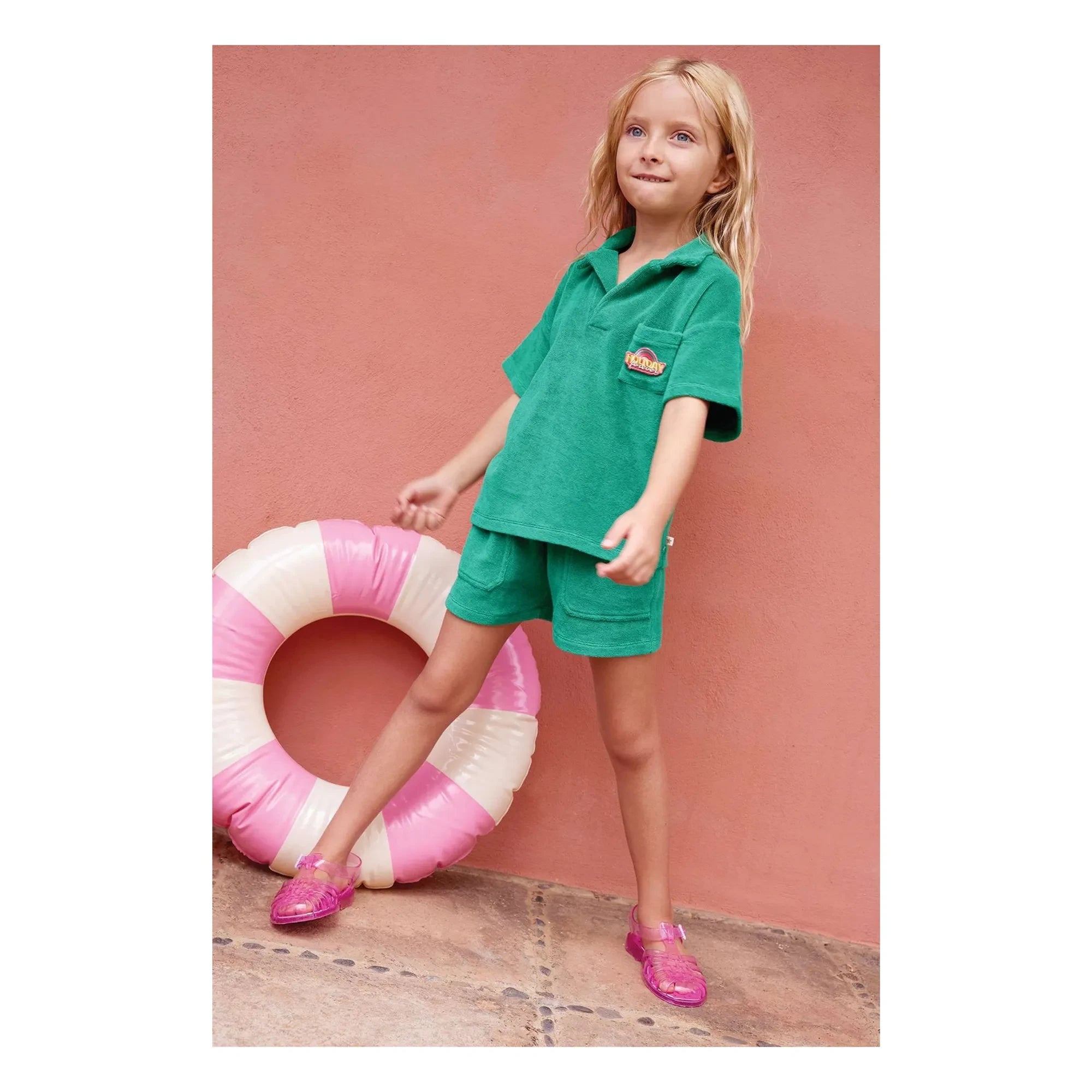 Bonton - Nono Handtuch-Shorts | Smaragdgrün