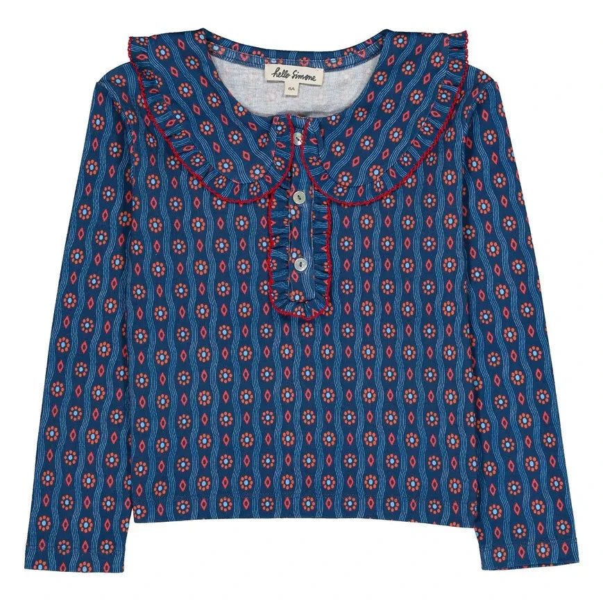 Hello Simone - Matou Flowers Bio-Baumwoll-T-Shirt | Dunkelblau