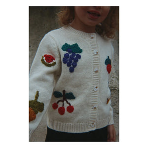 Konges Sløjd - Wollstrickjacke mit Obststickerei | Ecru