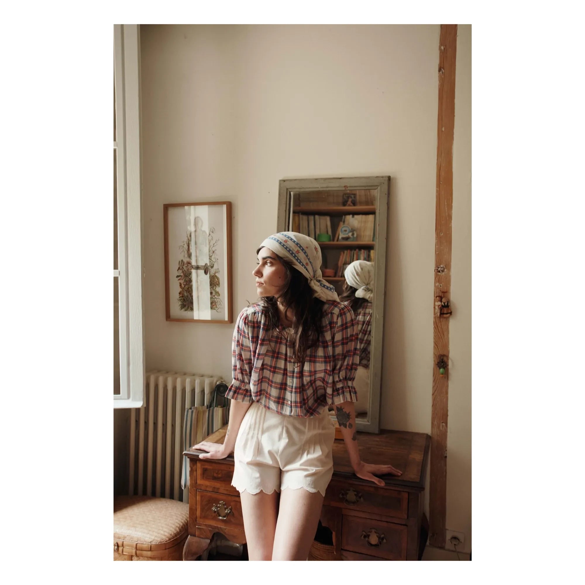 Emile et Ida - Schal mit Blumenmuster | Creme