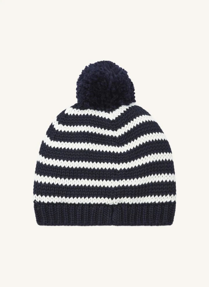 Petit Bateau - Gestreifte Mütze mit Polarfutter | Blau