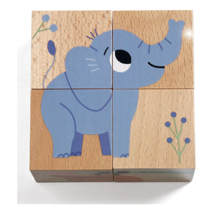 Djeco - Wild & Co Holz-Puzzle-Würfel