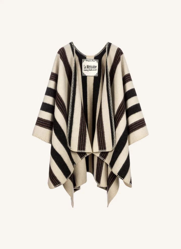La Méricaine - Blackfeet Recycelter Wollponcho | Ecru