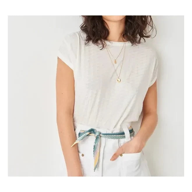 Sessùn - Sixto Jacquard-T-Shirt | Ecru