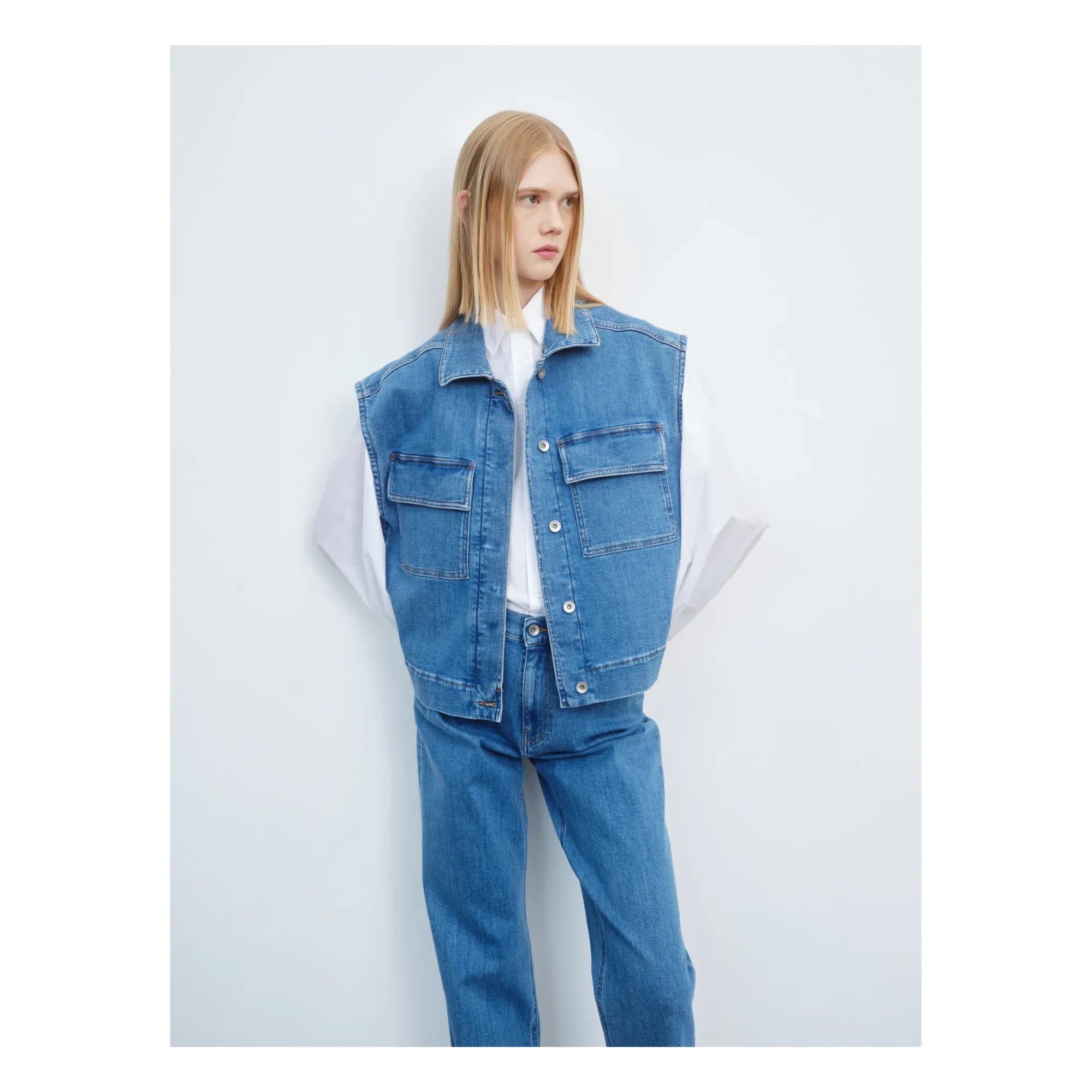 Pomandère - Ärmellose Jeansjacke | Blau