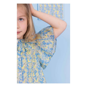 Bonton - Bluse Claudine-Kragen Nancy Geblümt | Blau