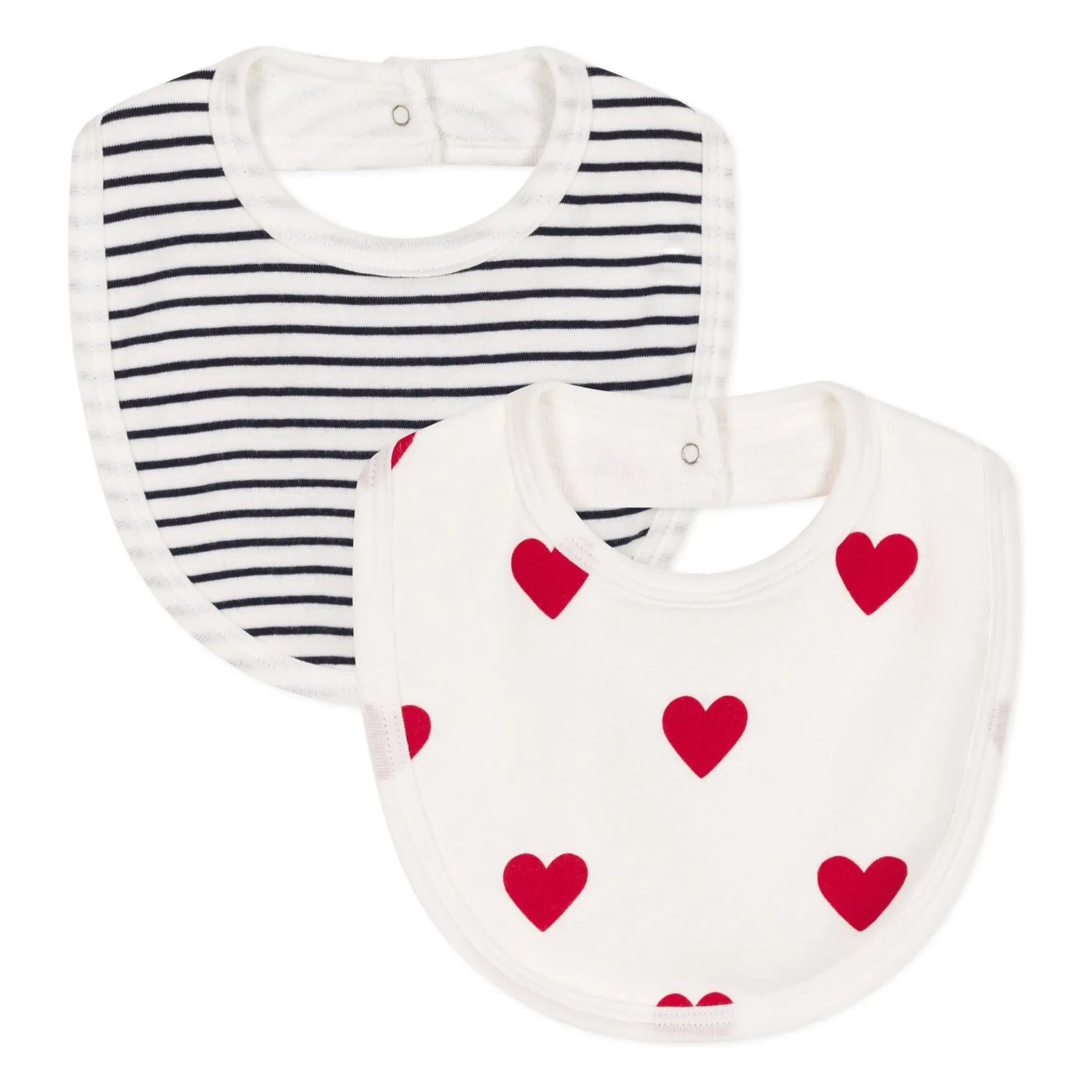 Petit Bateau - 2er-Pack Lätzchen Herzchenmuster | Weiß