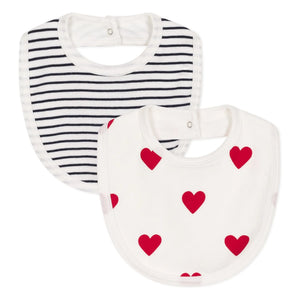 Petit Bateau - 2er-Pack Lätzchen Herzchenmuster | Weiß