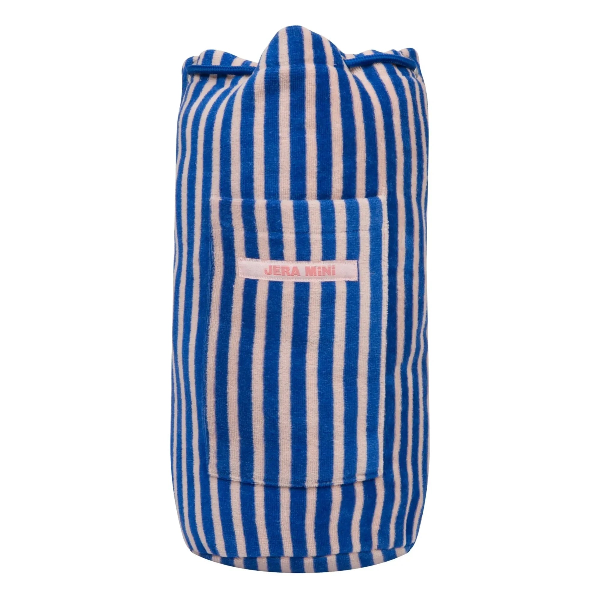 Jera Mini - Rosa Gestreifter Frottee-Taschen Rucksack | Hellrosa