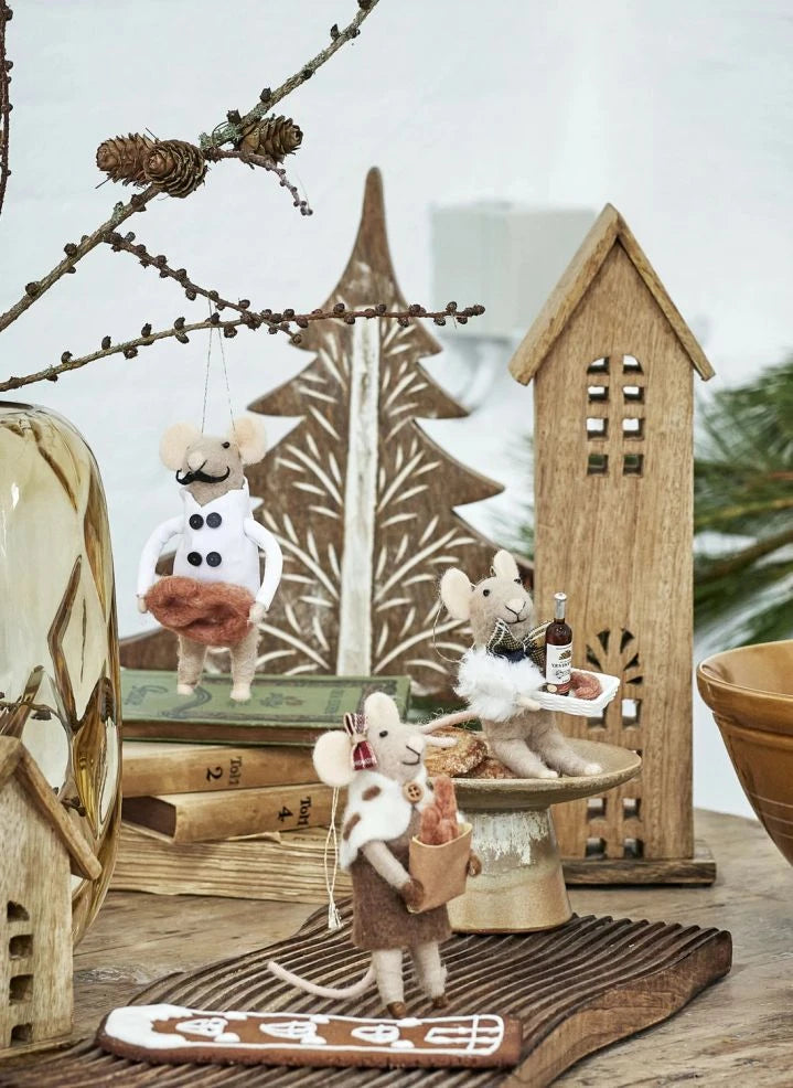 Bloomingville - Peo Wollhänger Mäuse Anhänger - 3er Set | Bunt