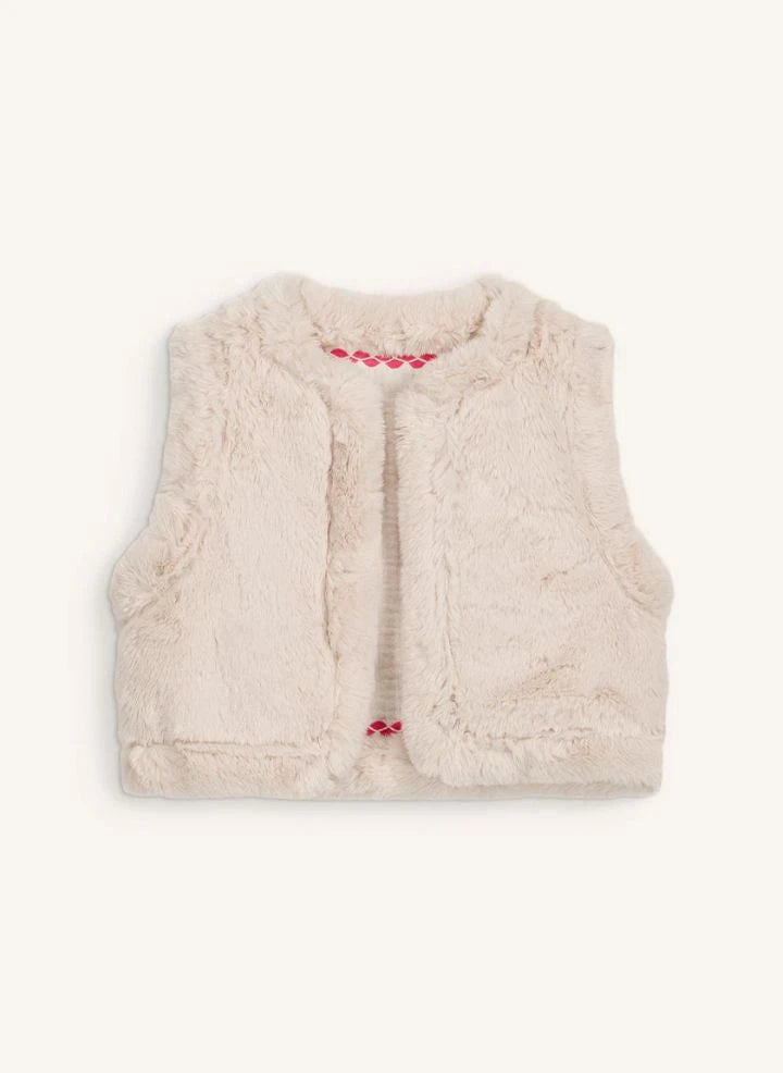 Louise Misha - Librana Ärmellose Pelzjacke aus Bio-Baumwolle | Creme