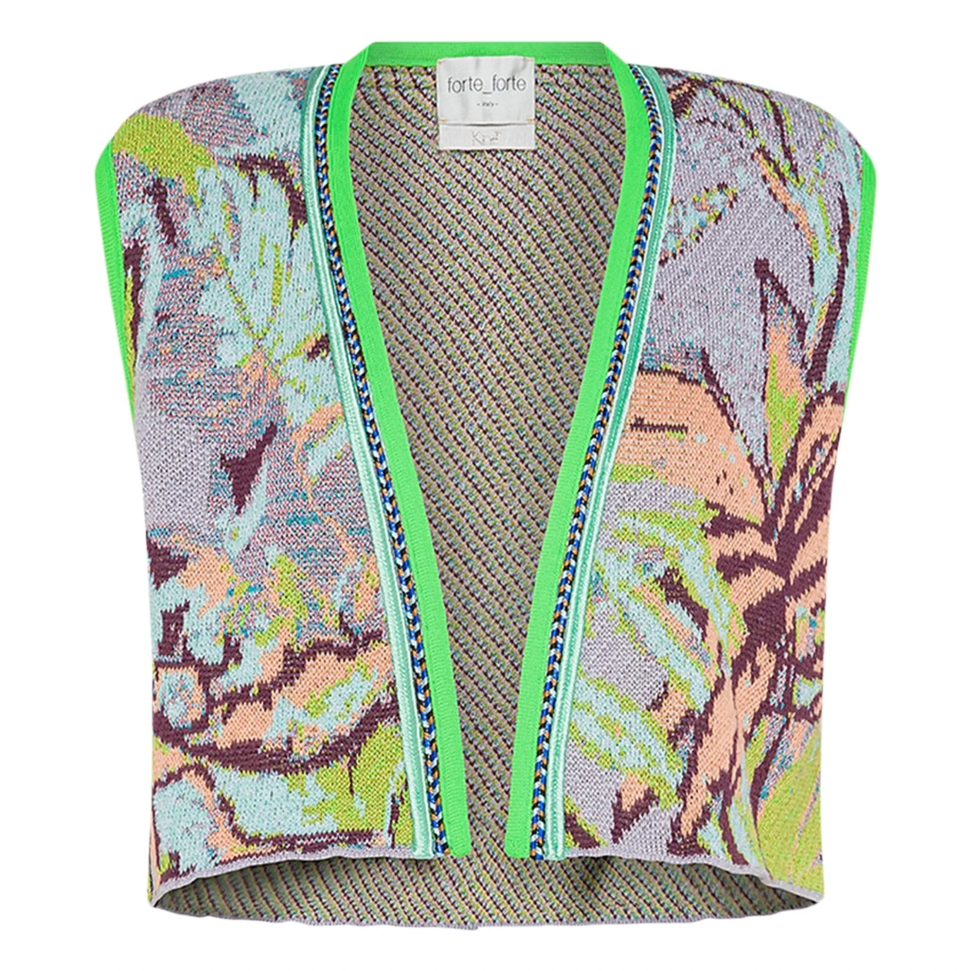 Forte Forte - „Heaven" Jacquard-Ärmelloses Kurzjackett | Blau