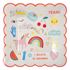Meri Meri - I Believe in Unicorns kleine Teller - 8er Set