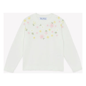 Tartine et Chocolat - Pullover mit Blumenstickerei | Ecru
