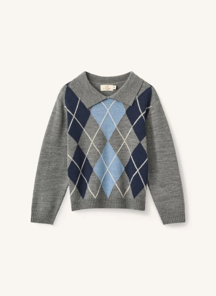 Copenhagen Colors - Argyle-Pullover aus Merinowolle | Grau