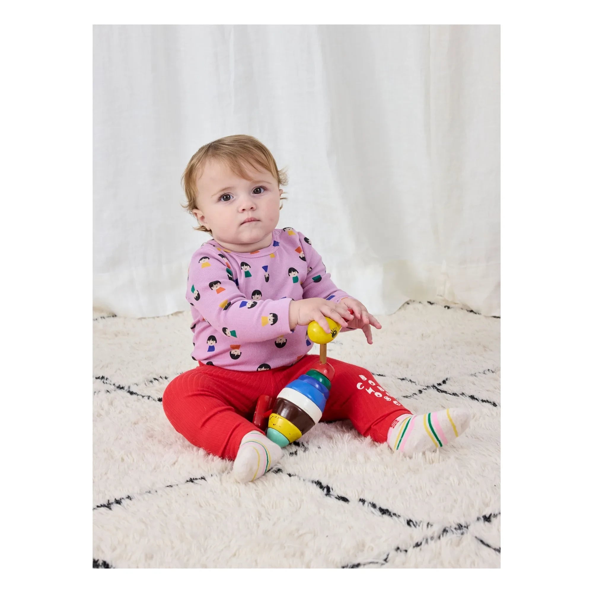 Bobo Choses – Gestreifte Leggings Bobo Choses Bio-Baumwolle | Rot