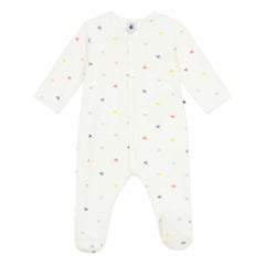 Petit Bateau - Strampler Cœurs Samtpyjama | Weiß