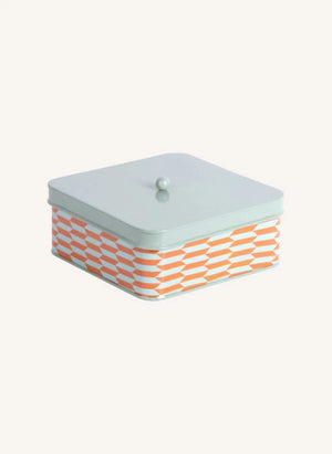 Present Time - Salerno-Muster Metall-Aufbewahrungsbox | Türkis